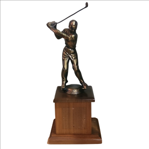Bronze Golf Sculpture on Wood Base